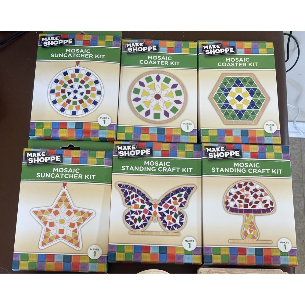 8 Pack DIY Mosaic Tiles for Crafts, Mixed Color Mosaic Kits Coaster & Suncatcher